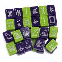Jeu de Mahjong Américain de Luxe Wowu Entertainment pour Halloween, 166 Tuiles en Acrylique Mélaminé Gravé, Jeu de Société Familial à Frotter à la Main