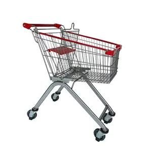 130L European Supermarket Store Shop Metal Hand Push Shopping Trolley Supermarket Carts