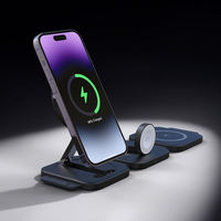 Support de chargeur sans fil magnétique pliable 3-en-1 personnalisé au design populaire pour iPhone 15 Pro Max 20W et écouteurs