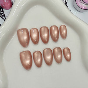 เล็บปลอมสำเร็จรูป Lunalail แบบกดติด วัสดุ ABS ทรงอัลมอนด์ สไตล์ฝรั่งเศส ความยาวสั้น  ตกแต่งด้วยลูกปัดแก้ว  แบบเต็มเล็บ สำหรับติดบนนิ้ว - Product Image 4