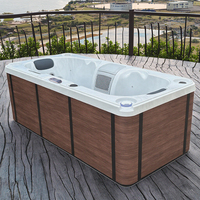 Spa rectangulaire de luxe 2 personnes 2025 avec système de contrôle Eight Treasures, autoportant pour bain extérieur, villa, terrasse