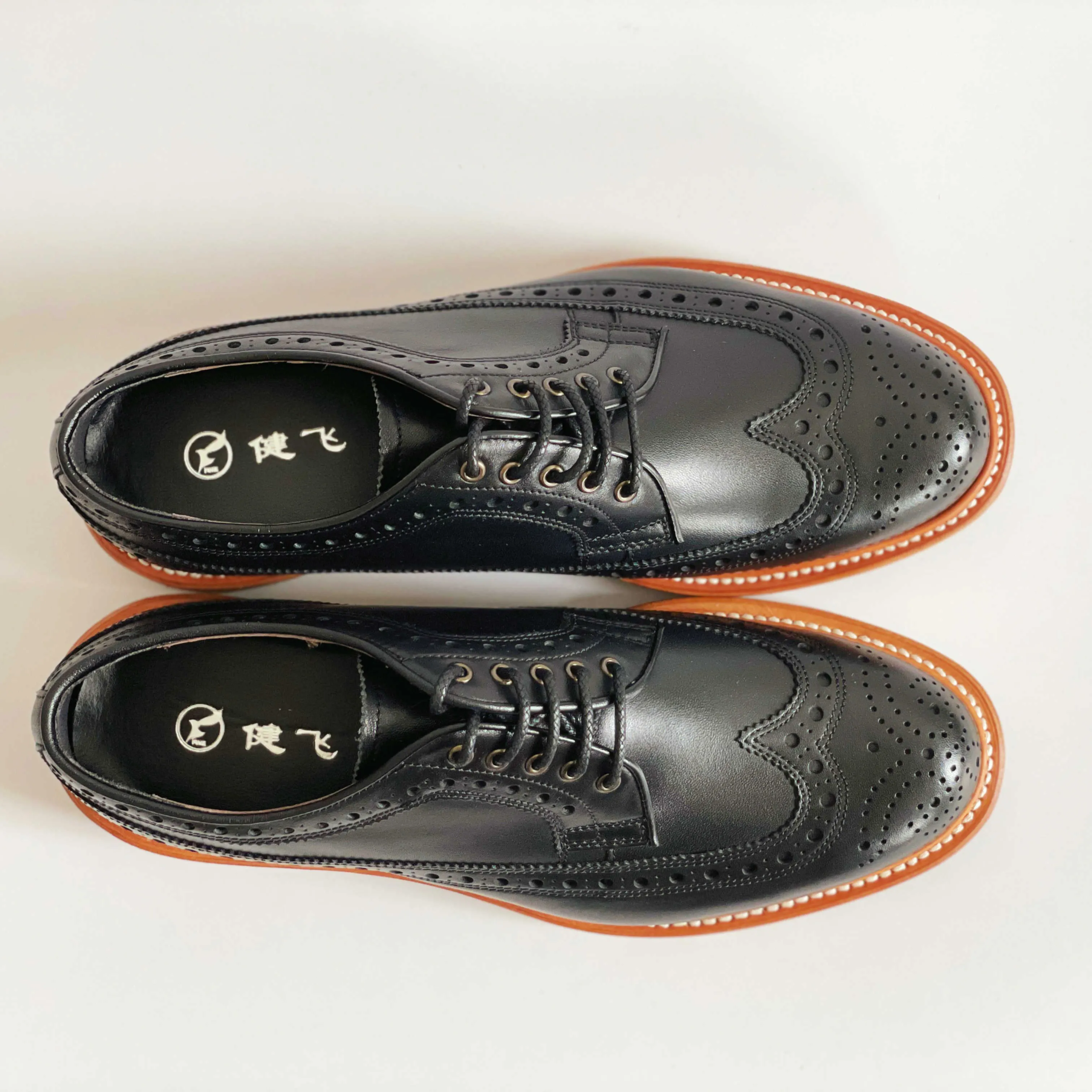 Wholesale Men's Casual Shoes Classic Black Calfskin Leather Bespoke Oxfords Goodyear Welted Handmade Craft Shoes