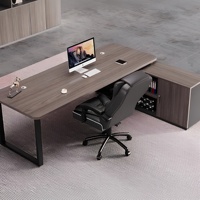 Ensemble de bureau et chaise de direction en forme de L, minimaliste et luxueux, résistant à l'usure et aux taches, pour bureau de PDG
