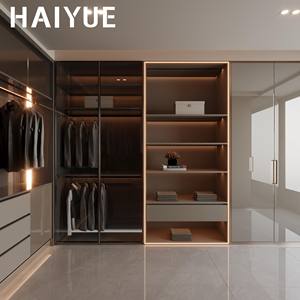 Conjunto de Vestidor Abierto con Diseño Moderno <span class=keywords><strong>y</strong></span> Acabado en <span class=keywords><strong>Madera</strong></span> Paralela HAIYUE, Vestidor Modular con Puerta de Vidrio - Product Image 5