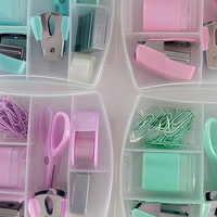 Ensemble de mini-agrafeuses, organiseur de papeterie de bureau, kit de fournitures de bureau miniatures couleur macaron pour l'école et le bureau