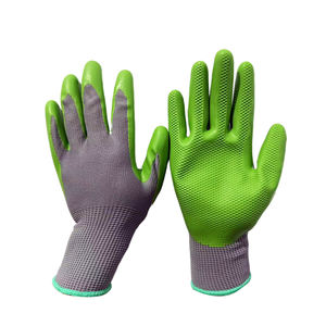 Gants de jardin vert antidérapant paume en caoutchouc respirant dos en maille gris Gants de travail pour le jardinage en plein air - Product Image 1