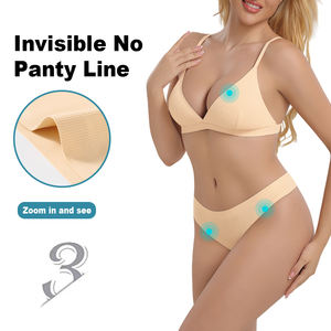 סט הלבשה תחתונה BR15 DD03 ODM לנשים, חזייה ללא ברזלים בצורת משולש, סקסית עם מחשוף עמוק, רכה, סגירת גב, ותחתוני חוטיני. - Product Image 4