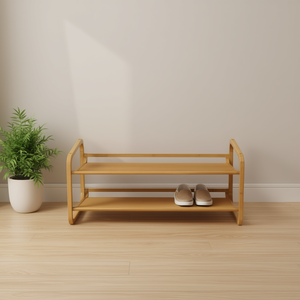 Scarpiera a 2 livelli in bambù: soluzione durevole per l'organizzazione di scarpe per la casa e il soggiorno - Product Image 2