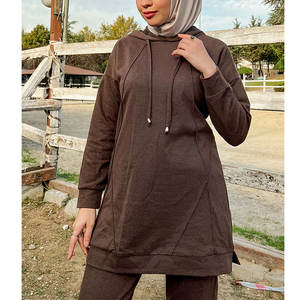 Ensemble haut et pantalon de sport modeste 2026 pour femme, manches longues, avec ceinture, léger, séchage rapide, en coton respirant, toutes saisons, vente en gros - Product Image 6