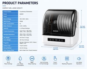 Lavavajillas Portátil de Sobremesa con Tanque de Agua, Sin Necesidad de Instalación, Mini Lavavajillas Compacto con Secado por Aire Caliente - Product Image 2