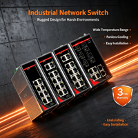Switch PoE+ industriel géré 10 Mbps, 8 ports PoE+ RJ45 30W + 6 ports SFP fibre optique, montage sur rail DIN, VLAN, 1000m, -40°C à 80°C