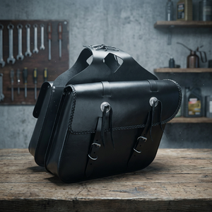 Sac de selle de moto en cuir véritable, ensemble de sacs de voyage pour bagages, sacs de motard STYLE tressé - Product Image 2