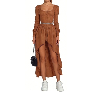 Vestido Midi Asimétrico para Mujer - Cuello Cuadrado, Manga Larga, Detalle de Botones, Vestidos para Mujer, Ropa de Mujer, Moda - Product Image 5