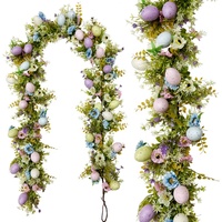 Kunstmatige wingerden paasgirlandes gemengde kleurrijke bloemen paasgirlandes voor voordeur en wanddecoratie thuis