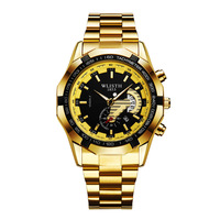 WLISTH1853 Montre classique avec calendrier et date pour hommes, veilleuse, grand cadran, montre à quartz, bracelet en acier inoxydable, montre de luxe