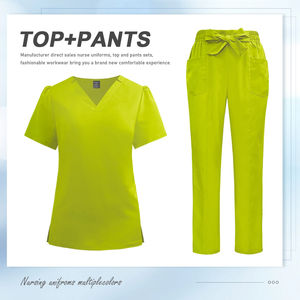 Fashion 2025 musim panas kustom <span class=keywords><strong>Logo</strong></span> keperawatan bedah seragam rumah sakit Set grosir celana lurus 2 buah Set Scrub wanita medis - Product Image 4