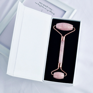 2025 Top bán ngọc bích mặt con lăn tinh khiết tự nhiên Rose Quartz con lăn chăm sóc da công cụ biểu tượng tùy chỉnh màu Hồng tinh thể đá massage con lăn - Product Image 6