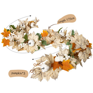 Guirnalda artificial de hojas de arce en stock, decoración de mesa de comedor para el hogar, planta verde, guirnalda artificial de otoño para Acción de Gracias y Halloween - Product Image 1