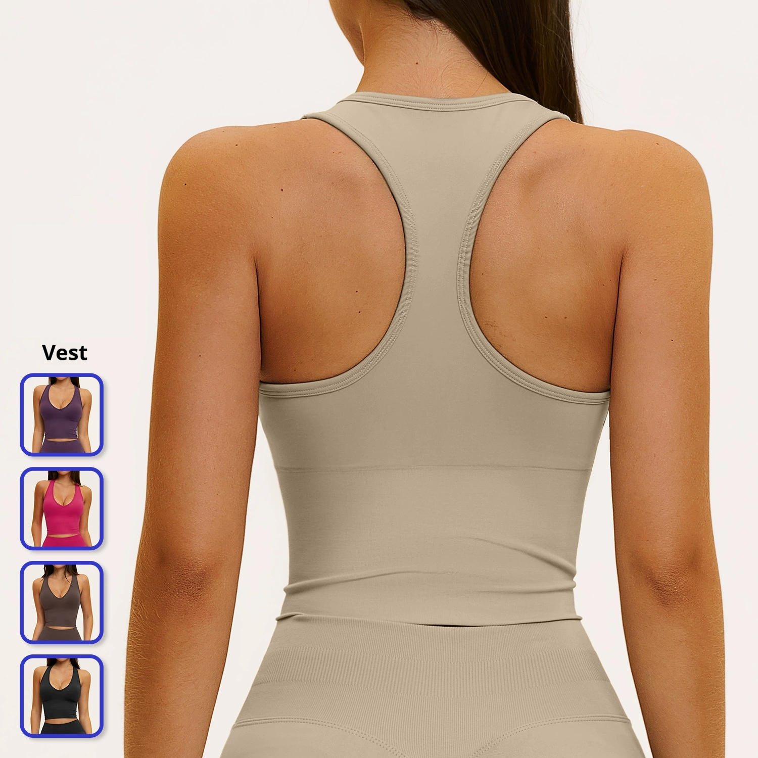 Women's Seamless Sports V-neck Waist-cinching Shapely Back Seamless Spandex/Nylon Running Fitness Sports Vest