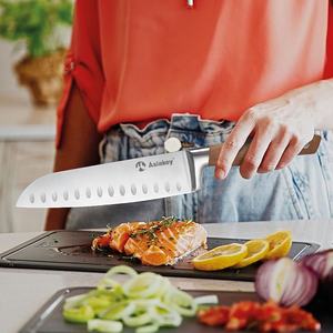 <span class=keywords><strong>Couteau</strong></span> <span class=keywords><strong>de</strong></span> <span class=keywords><strong>chef</strong></span> <span class=keywords><strong>Santoku</strong></span> <span class=keywords><strong>de</strong></span> cuisine en acier inoxydable <span class=keywords><strong>de</strong></span> 8 pouces avec manche en bois Pakka vente en gros - Product Image 5