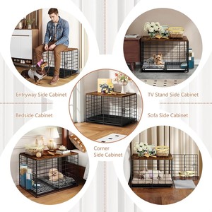 <span class=keywords><strong>Cage</strong></span> <span class=keywords><strong>pour</strong></span> <span class=keywords><strong>chien</strong></span> robuste et moderne avec dessus en bois <span class=keywords><strong>pour</strong></span> petits chiens - Niche écologique intérieure/extérieure - Product Image 3