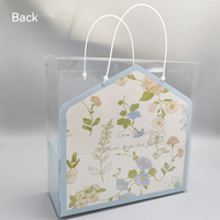 Ensemble d'emballage floral et cadeau portable avec poignée, boîte à fleurs transparente rose/bleue pour la Saint-Valentin, la fête des mères