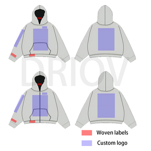 Felpe Unisex personalizzate in cotone oversize con cappuccio in bianco tinta unita da uomo 345gsm felpe con cappuccio Plus Size con logo stampato ricamato - Product Image 5