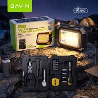 BAVIN PC1260 Lampe de camping 3-en-1, batterie solaire 4000mAh, boîte à outils multifonctionnelle, lanterne LED 450LM, batterie externe