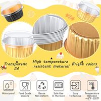 Mini-coupelles alimentaires jetables en aluminium avec couvercle en PET pour moules à muffins, cupcakes, mousses, gelées, poudings et gâteaux