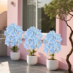 3 grands arbres artificiels de cerisier bleu, ornements de fleurs artificielles, parfaits pour le jardin, la salle de séjour, la chambre à coucher, le balcon - Product Image 6