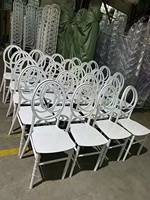 Chaise Chiavari empilable blanche en plastique pour mariage, dossier rond, modèle Phoenix, pour la location et l'importation