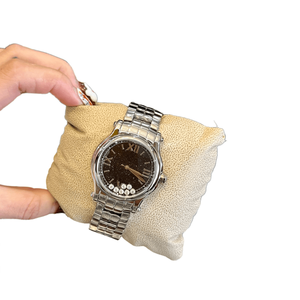 Montre-bracelet mécanique pour femme avec cadran noir, accents de diamants et bracelet en acier inoxydable Chopards - Product Image 2