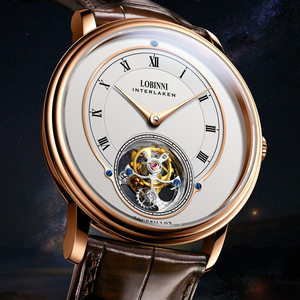 <span class=keywords><strong>Montre</strong></span> mécanique à tourbillon manuelle pour <span class=keywords><strong>homme</strong></span>, boîtier en acier inoxydable, cadran en cristal saphir, bracelet en cuir - Product Image 2