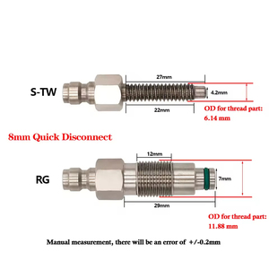 Kit de Conversión de CO2 HPA para Roscas Neumáticas S-TW RG, Acoplador Rápido Macho de 8 mm, Cartucho de Cilindro de 12 g, Repuesto para Amoladoras - Product Image 2