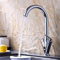 Robinet de cuisine en laiton chromé à un seul trou et double poignée, design minimaliste contemporain, avec cartouche céramique, pour usage hôtelier