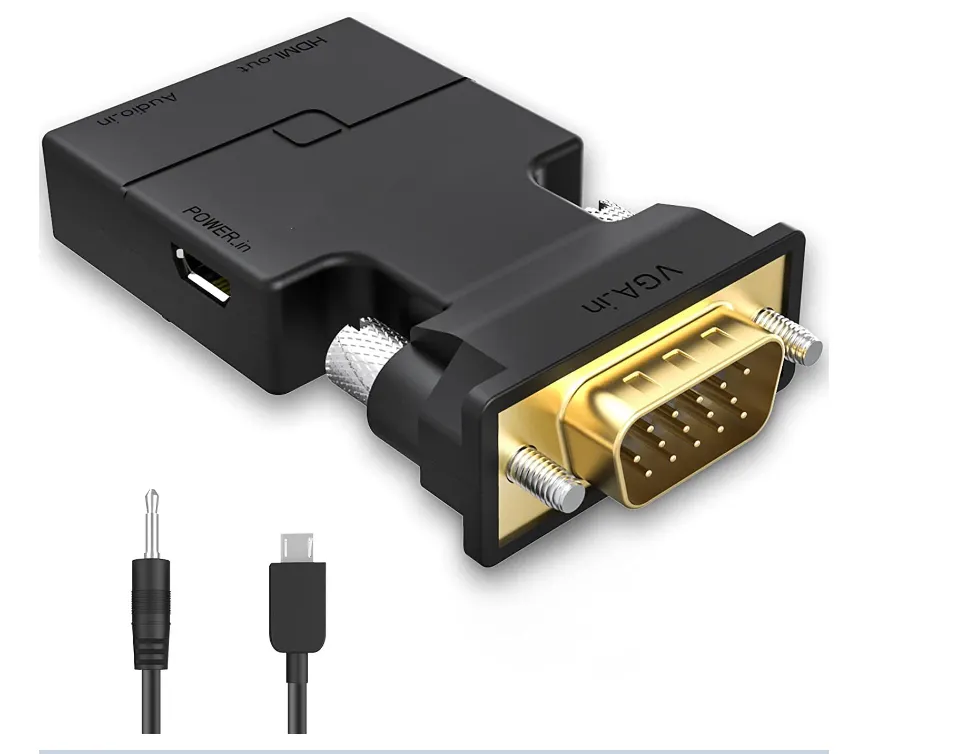 Mini 1080P VGA to hdmi HDTV Adapter converter Male to Female with audio video 3.5mm jack Power Supply