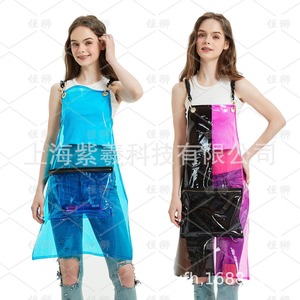 Zixi Transparent Waterproof TPU <b>Apron</b>, Art <b>Apron</b>, Hairdresser's <b>Work</b> Clothes, Chef's Oil-proof and Easy-to-clean <b>Apron</b> - Product Image 3