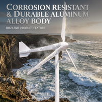 Éolienne portable à axe horizontal de 1 kW, 3 pales à haute efficacité, ajustement automatique de la direction du vent pour le camping en plein air