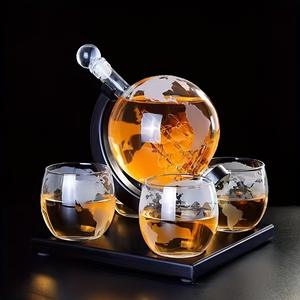 Ensemble de <span class=keywords><strong>carafe</strong></span> à whisky <span class=keywords><strong>Globe</strong></span> de 850 ml avec bateau à l'intérieur, <span class=keywords><strong>carafe</strong></span> à liqueur en verre sans plomb, support en bois et 2 verres à carte, cadeau premium pour homme - Product Image 3