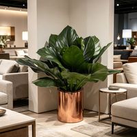 Plantes artificielles d'anthurium hautement réalistes en pot, feuillage tropical artificiel réaliste avec pot en métal or rose