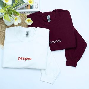 Personalizado bordado 3D patrón Pee Poo sudaderas con capucha a juego sudaderas de tela de punto insignia regalo del Día de San Valentín para parejas - Product Image 2