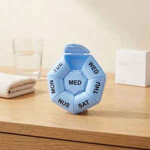 Boîte à pilules ronde en plastique pour 7 jours, organiseur de médicaments, sans BPA, boîte de rangement portable, logo OEM - Product Image 3