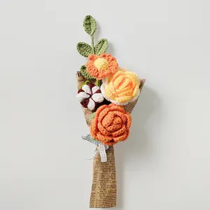 Palmy हस्तनिर्मित बुना फूल बुना हुआ समाप्त ऊनी फूल हाथ गुलदस्ते थोक crocheted फूल गुलदस्ते