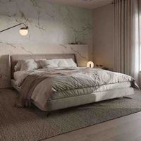 Gainsville Furniture Lit minimaliste en tissu Lit king design de luxe léger Lit double moderne pour chambre principale Mobilier de chambre