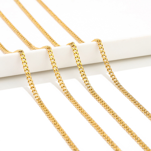 ठीक फैशन बॉडी गहने 304 स्टेनलेस स्टील 18k वास्तविक सोने की प्लेटेड 3.7 मिमी क्यूबन चेन - Product Image 5