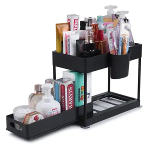 2 Tier Sliding Cabinet Basket Pull Out Cabinet Organizer Kitchen Under Sink Organizer With Drawer
