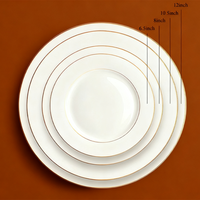 Service de table en porcelaine fine avec logo personnalisé, bord doré, assiettes en céramique blanches, décoration de mariage sur mesure