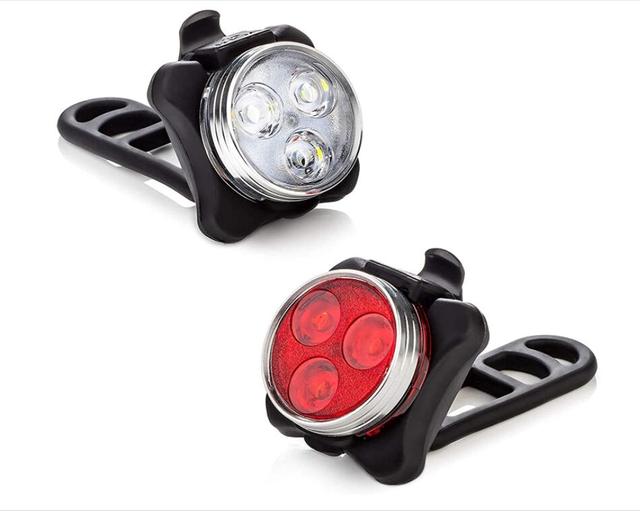 USB Rechargeable Front White Bicycle Light Waterproof Bike Red Tail LED Light