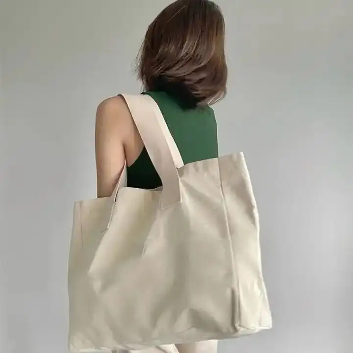 Tùy chỉnh giá rẻ bán buôn logo đồng bằng công suất lớn trắng trống bông Vải Tote Bag với Pocket