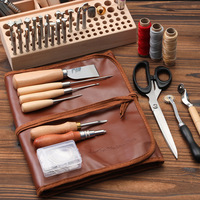 Kit d'outils professionnels pour le travail du cuir, outils de maroquinerie, kit de travail du cuir avec sac à main personnalisé